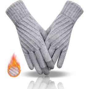 Winter Gloves for Men Women, Upgraded Touch Screen Cold Weather, Warm Knit Texting Glove with Soft Lining for Hiking
