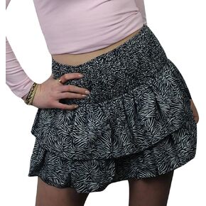 تنورة نسائية ذات طبقات مكشكشة بحاشية تنورة قصيرة بنقشة زهور بوهو تنورة قصيرة ذات ثنيات على شكل حرف A in Kuwait