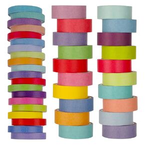 40 Rolls Washi Tape Set, 16Ft Rainbow Washi Tape 7.5mm 15mm Wide Decorative Tape Scrapbook Washi Tape, Low Tack Colored Washi Tape for Bullet Journaling Scrapbooking Supplies