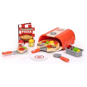 Fat Brain Toys Pretendables Backyard Pizza Oven Set - Pretend Playset with Storage, 3+