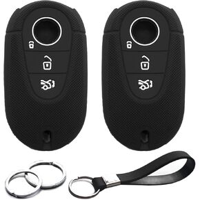 2pcs Compatible with Mercedes Benz G C S E SL CLE GLC EQE EQS 300 350 450 500 560 580 SL AMG Maybach Key Fob Cover Case Key Chain Protector Keyless Entry Remote Holder