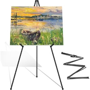 Easel Stand for Sign Picture Stands for Display, Portable Photo Stand Floor Standing Tripod Black Easel, Welcome Board Stand for Wedding, Poster, Supports 10 pounds