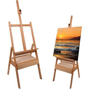 Large H-Frame Art Easel for Painting, Wooden Easel with Storage for Adults, Easel Height Adjustable(59"~75"), Hold Canvas up to 41", Art Easel for Adults, Beginer, Advertising, Canvas Art