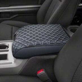 Upgraded Armrest Center Console Cover, Leather Arm Rest Cover Pad Cushion Middle Console Lid Cover, Car Interior Accessories Compatible with Ford F150 F250 F350 F450 Expedition Bucket Seat Only