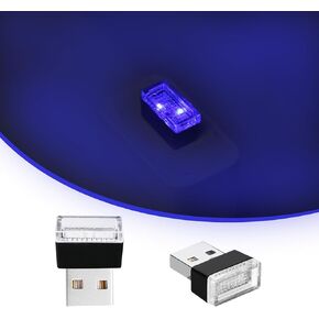 USB LED Car Interior Atmosphere Lights, 2 PCS, Night Light, Decoration Lamp USB Night Light for All Car Interiors (Blue)