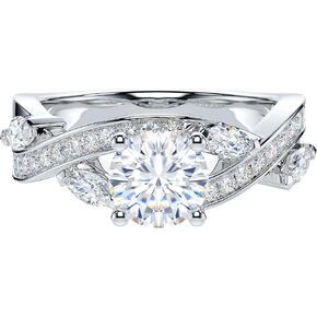THELANDA 1ct Genuine Moissanite or Simulated Diamond Fancy Twisted Vine Infinity Small Marquise Promise Engagement Ring For Her