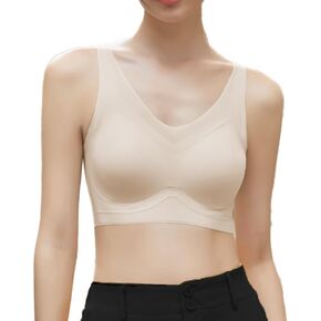 Womens Seamless Workout Yoga Bra Wireless Padded Bralette V-Neck Tank Top Sexy Crisscross Back Bras