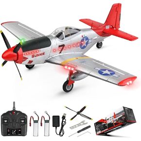 CKYSCHN WLtoys XK A280 RC Airplane, P51 Mustang 4 Channel RC Plane with Lights, 6G/3D Brushless RC Planes, Electric Remote Control Plane, Hobby RC Planes for Adults