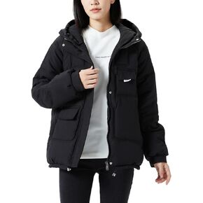 JiangWu Women's Winter Thickened Hooded Cotton Coat Windproof Warm Fleece Jacket