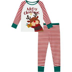 Bamboo Viscose Unisex Toddler Pajamas for Boy and Girl Long Sleeve Snug Fit Christmas Kids Pjs