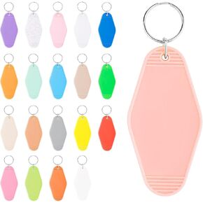 40 PCS Hotel Keychain Blank with Key Rings,20 Colors Rainbow Plastic Rhombus Vintage Motel Keychains Blank for DIY Sublimation Luggage Tag Label Craft Gifts Decorations.