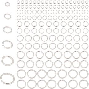 PH PandaHall 180pcs 925 Sterling Silver Open Jump Rings 3/4/5/6/7/8mm O Ring Connector Jewelry Making Circle Clasp Connecting Rings Mini Ring Connectors for Jewelry Craft Making