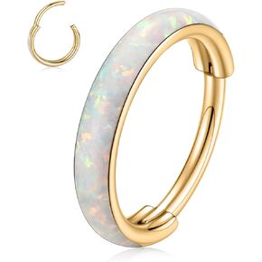 PEAKLINK 16G Conch Piercing Jewelry Broadside Nose Hoop Ring 316L Surgical Steel Helix Cartilage Earring Opal Septum Daith Tragus Lip Lobe Hoop Earring 8 mm 10 mm