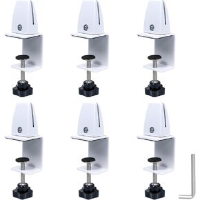 6-Pack Sneeze Guard Clamps for 1/8" to 1" Thick Panels, Adjustable Desk Partition Clips, Desk Privacy Panel Clips for Office and Home Use, Black