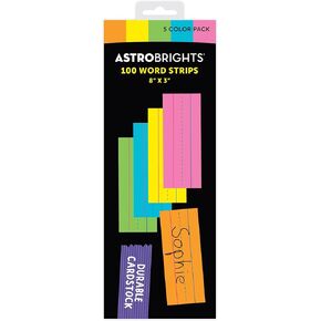 Astrobrights Word Strips, 3" x 8", 65 lb./176 GSM, 5-Color Assortment, 100 Count (91040)