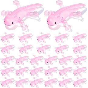 Lewtemi 30 Pcs Axolotl Animals Adorable Axolotl Axolotls Gifts Axolotl Axolotl Party Amphibiously Decorations Tiny Animal Figurine for Party(Clear Pink)