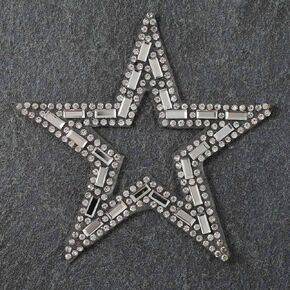 2-pcs Star Rhinestone Beaded Iron-on Applique, Bridal Applique Patch, TR-10949B (3-1/4"D)