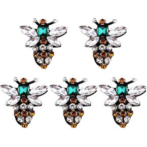 eMagTech 5PCS Bee Rhinestone Patches Sewing Applique Insect Badge Embellishment Decoration for Clothing Hats Backpacks Dresses DIY Repair Accessories