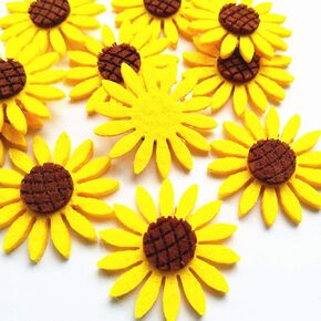 Qingxi Charm 36pcs Yellow Sunflower Applique Patches for Girl Hairband Making Clothes Sewing Decoration DIY Handmaking Craft (Yellow)
