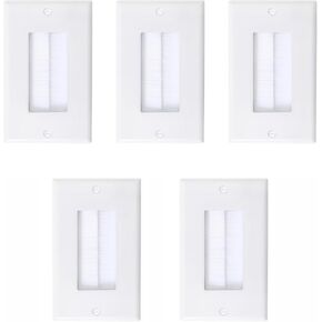 10 Pack Brush Wall Plates with Low Voltage Mounting Bracket, Cable Pass Through Insert for Wires, In-Wall Cable Management for HDTV, HDMI, Network, Ethernet, Home Theater Speaker Systems