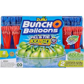 Bunch O Balloons - مجموعة Ultimate Color Wars العائلية (8 عبوات) بالونات مياه ذاتية الغلق سريعة التعبئة (حصريًا لأمازون) من زورو، أحمر + أزرق (56301)
