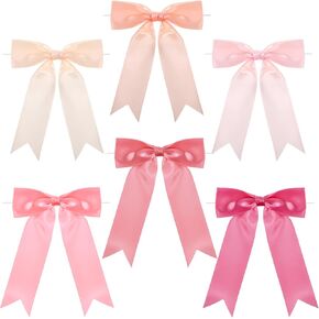 48 Pcs Pink Tie Bows 5 x 7 Pastel Satin Ribbon Bows with Twist Tie Craft Bows for Valentine‘s Day Gift Wrapping Wedding Birthday