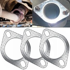 3 PCS Car Exhaust Gasket, Ultra Seal 2-Bolt 2.5-Inch Exhaust Flange Gasket, Reinforced High Temperature Gasket Exhaust Flange Gasket,Used for Exhaust Turbo Catback Headers, Car Accessories (2.5 Inch)