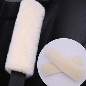 2 PCS Car Seat Belt Protector, 9.8In x 5.1In Imitation Rex Rabbit Fur Soft Shoulder Neck Cover, Backpack Strap Protect Pads, Universal Interior Decoration Accessories for Most Cars (Black)