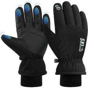 Waterproof Winter Gloves Men, Windproof Snow Ski Gloves, Breathable Warm Thermal Gloves for Women, 5-Finger Touchscreen Gloves for Driving Workout Running Hiking Cycling Snowboarding