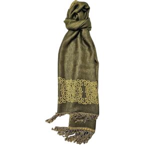 Celtic Knot Reversible Scarf for Women, Olive/Mustard Radiant Color, Beautiful, Made in Ireland Gift, Green