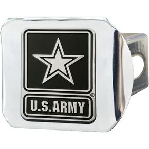 United States Army Metal Hitch Cover with 3D Chrome Team Logo by FANMATS - Unique 3D LOGO Molded Design – Easy Installation on Truck, SUV, Car - Ideal Gift for Die Hard Armed Services Veteran
