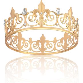 King Crown,Gold Crown,Birthday Crown,Royal Gifts,Prince Homecoming Prom Halloween Crown Costume,Medieval Accessories