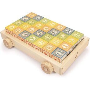 Uncle Goose Classic ABC Blocks with Wagon - Made in The USA
