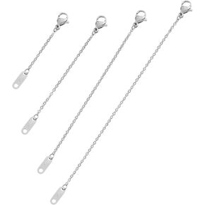 BAYLAY Necklace Extenders - 18k Gold Filled/Whited Gold Filled Delicate Necklace Extender Chain Set for Women 4 Piece Set, Extensions 1", 2", 3", 4" Inches Hypoallergenic in Gold or Silver