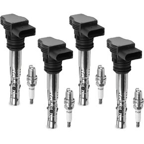6PCS UF483 Ignition Coils + 6PCS 7092 Iridium Spark Plugs Ignition Coils Pack Fits for 2002-2005 A4, 2002-2004 A6 Quattro 3.0L V6 Coil Pack Set Replace OE 06C905115A 06C905115B
