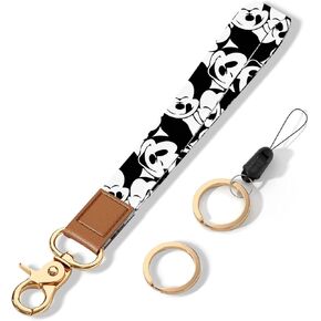 Akkya Wrist Lanyard for Keys Wristlet Keychain Women Men Short Cartoon Mouse Car Keys Hand Wrist Straps with 2 Keyrings & 1 Phone String GS434
