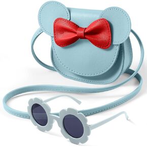 Little Girls Toddlers Mini Crossbody Shoulder Bag and flower glasses