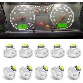 10 PCS Car T4.2 Dashboard Light, 0.39" x 0.27" Compact 3030 LED 150LM 360 Degree Super Bright Indicator Light, Long Life Waterproof Bulb, Universal for Cars Interior Bulb Replacement (White)