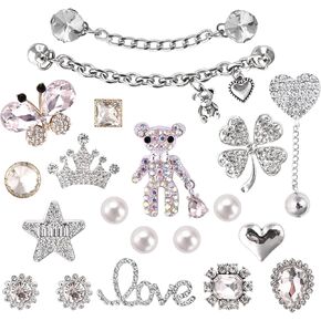 Shoe charms for Women and Girls, Bling Shoe Charms for Croc, Cool Diamond Pins for Adults, Jewels Shoe Charms Decoration, Luxury Shoes Decoration with Chains Party Favors Birthday Christmas Gifts