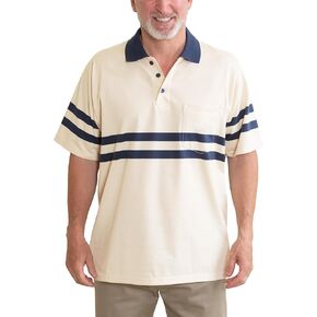 TRUE BUG CO. Men’s Striped Polo Shirt with Pocket Casual Short Sleeve Polo Shirt
