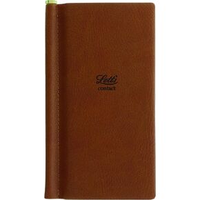Lett's Note Origins Collection Slim Pocket Size Address Book with Gold Pen, Ruled, 160 Pages, Cream Paper, 5.75" x 2.75", Tan (B090029),Beige