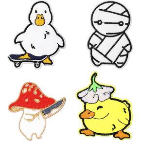 Animal Iron On Patches for Clothing，Cute Duck Goose Cloth Puppet Mushroom Embroidered Sewing Patches Cartoon Repair Decorative Embroidered Patches for Clothing，Jeans，T-Shirt