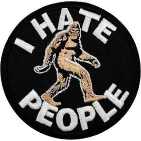 3.5" Big Foot Bigfoot Sasquatch I Hate People Embroidered Iron On Patch