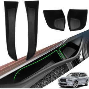 Jaronx Compatible with BMW Door Side Organizer X5 G05/X7 G07 2019-2024, 4PCS TPE Front Door Organizer Tray, Door Pockets Inserts Door Panel Insert Tray for X5 G05 Accessories X7 G07 Accessories