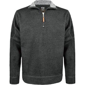 Victory Men's Quarter-Zip Thermal Fleece Lined Sweater, Fall Winter Lightweight Soft Pullover Collar Sweatshirt