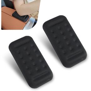 Pack-2 Car Center Armrest Elbow Support Pad, 5.1" x 2.6" x 0.5" Memory Foam Pressure Relief Soft Pads, Non-Slip Breathable Pad for All Seasons, Universal for Cars Office Home (Black)