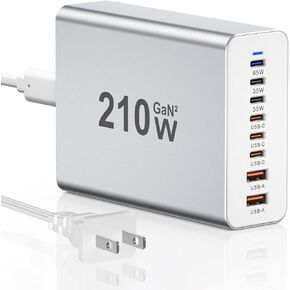 USB C Charger, 200W 5-Port USB Charging Station Hub Fast GaN Charger Power Adapter, Compatible with MacBook Pro/Air, Google Pixelbook, ThinkPad, iPhone 15/14/13/12 Series, Samsung Galaxy S23/S22
