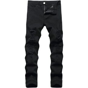 WDIRARA Men's Ripped Skinny Jeans Stretch Distressed Slim Fit Denim Pants