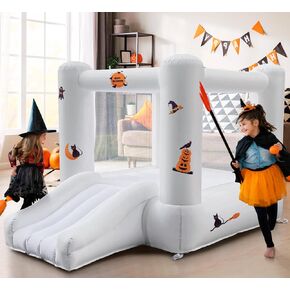 White Bounce House Bounce House Indoor Inflatable Bouncer with Blower,Stakes, Repair Patches, and Storage Bag Bouncy House Castle for Kids Ages 3-6 Years, Easy to Install