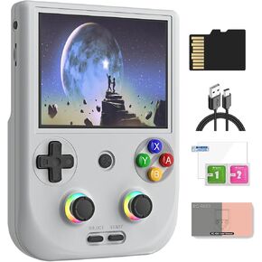 RG406V Android 13 Handheld Game Console 4" HD IPS 8GB RAM 128GB Storage RGB Lighting Game Player 5500mAh Battery Multi-Format Game Support(Gray)